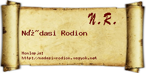 Nádasi Rodion névjegykártya